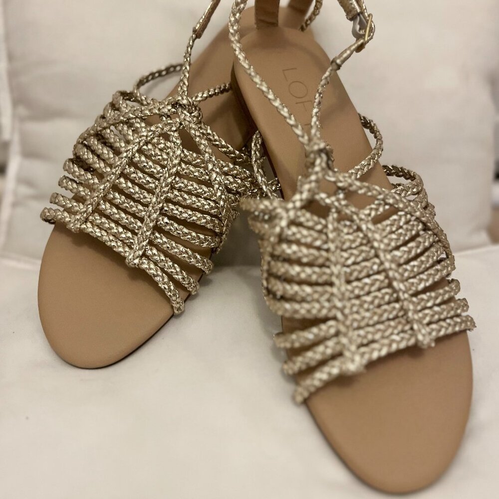 LOFT Metallic Gold Braided Strap Sandals